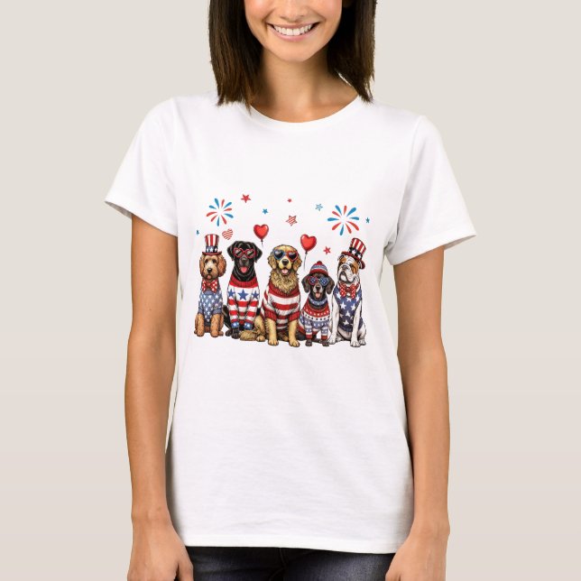 Patriotische Hunde T-Shirt (Vorderseite)