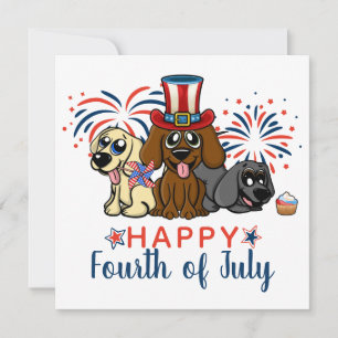 Patriotische Hunde zum vierten Juli Feuerwerk Süß Feiertagskarte