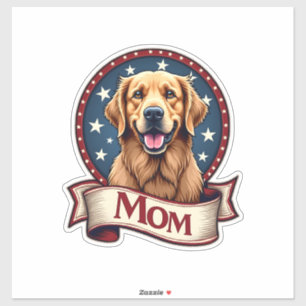Patriotische Hundemutter Golden Retriever Vintage Aufkleber