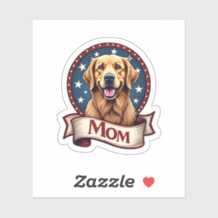 Patriotische Hundemutter Golden Retriever Vintage  Aufkleber