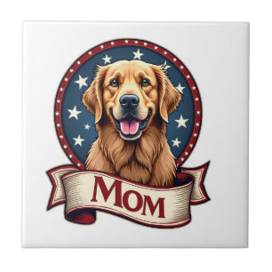 Patriotische Hundemutter Golden Retriever Vintage  Fliese