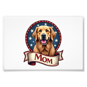Patriotische Hundemutter Golden Retriever Vintage  Fotodruck