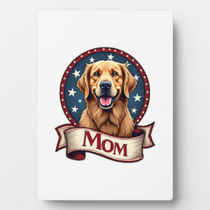 Patriotische Hundemutter Golden Retriever Vintage  Fotoplatte