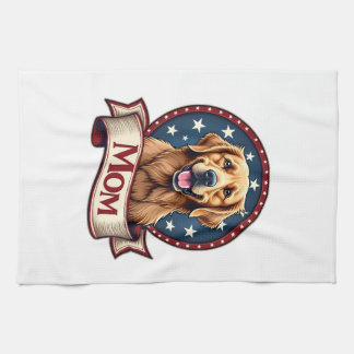 Patriotische Hundemutter Golden Retriever Vintage  Geschirrtuch