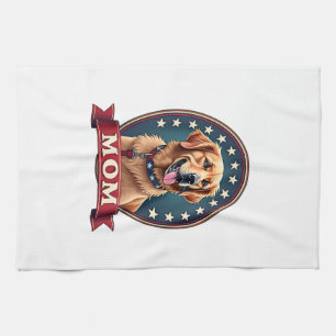 Patriotische Hundemutter Golden Retriever Vintage Geschirrtuch