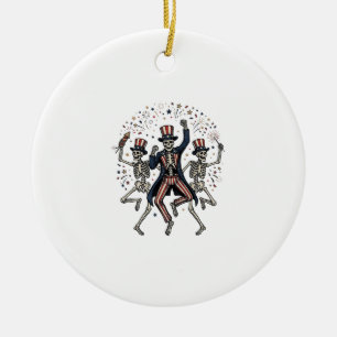 Patriotische Hundeparty wie 1776 Vintage  Keramik Ornament