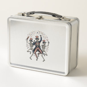 Patriotische Hundparty wie im Jahr 1776 Vintage Metall Brotdose