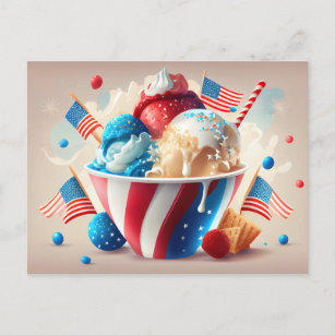 Patriotische Ice Cream Dessert Postkarte
