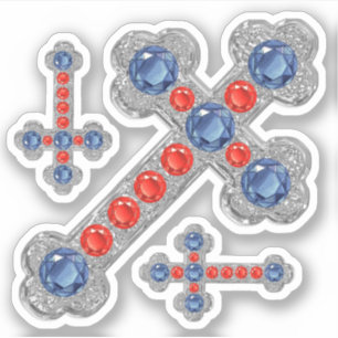 "Patriotische" Imitate Sapphire-Ruby-Silver Crosse Aufkleber