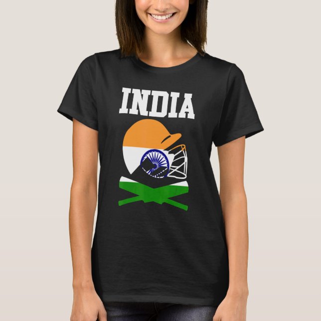 Patriotische Indische Cricket-Spieler Cricketspiel T-Shirt (Vorderseite)