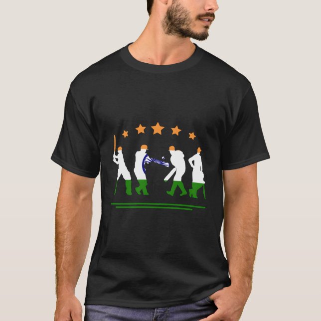 Patriotische Indische Cricketfigur Elephant Indian T-Shirt (Vorderseite)