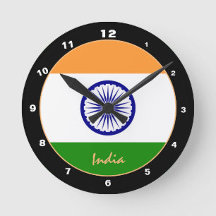 Patriotische Indische Flagge, Indien trendy Zuhaus Runde Wanduhr