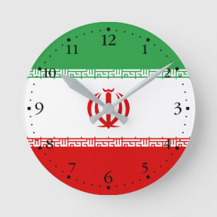 Patriotische iranische Flagge Runde Wanduhr