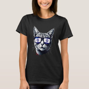 Patriotische Israel-Tabby-Katze israelische Flagge T-Shirt