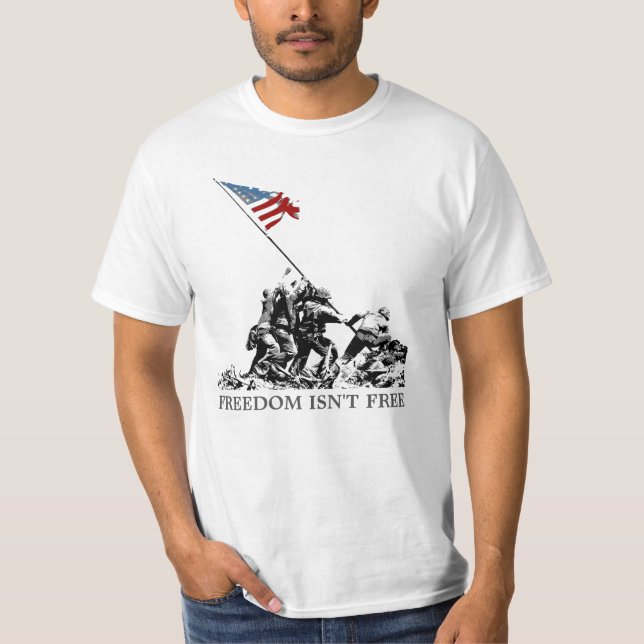 Patriotische Iwojima-Flagge-Freiheit WWII T-Shirt (Vorderseite)
