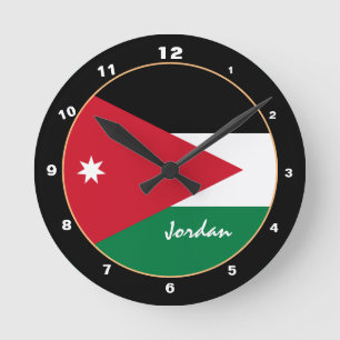 Patriotische jordanische Flagge, jordanische Zuhau Runde Wanduhr
