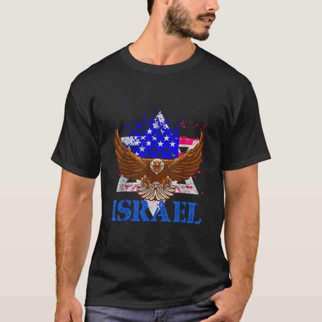Patriotische Juden Amerika Flagge Israel T-Shirt (Vorderseite)