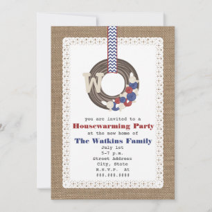 Patriotische Käfer Burlap  Hauswärmung Einladung