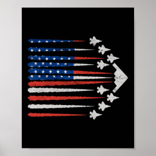 Patriotische Kampfflugzeuge USA-Flagge Rot Weiß Un Poster