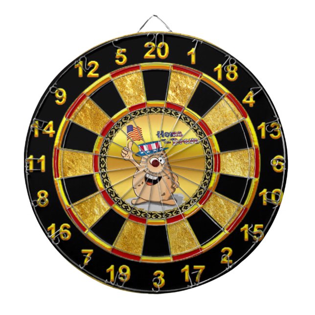 Patriotische Kartoffel mit amerikanischer Hut und  Dartscheibe (vorne)