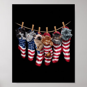 Patriotische Kätzchen in amerikanischen Flaggen-So Poster