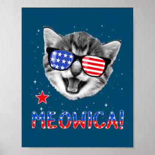 Patriotische Katze 4. Juli Meowica American Flag Poster