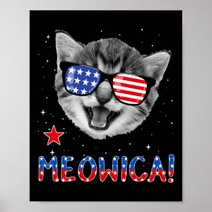 Patriotische Katze 4. Juli Meowica Amerikanische F Poster