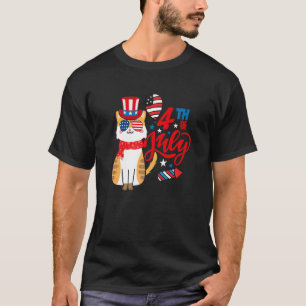 Patriotische Katze 4. Juli Niedlich Meowica Americ T-Shirt