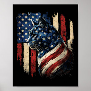 Patriotische Katze Amerikanische Flagge Vintage Ka Poster