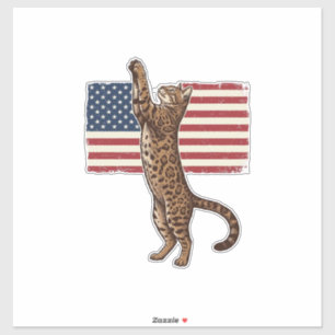 Patriotische Katze Amerikanische Flagge Vintage Ve Aufkleber