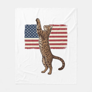 Patriotische Katze Amerikanische Flagge Vintage Ve Fleecedecke