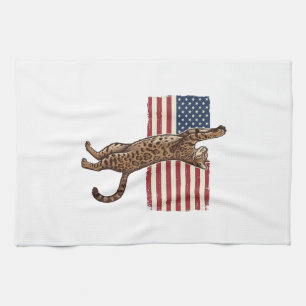 Patriotische Katze Amerikanische Flagge Vintage Ve Geschirrtuch