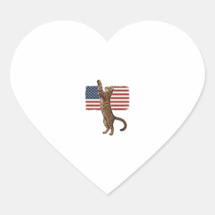 Patriotische Katze Amerikanische Flagge Vintage Ve Herz-Aufkleber