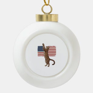 Patriotische Katze Amerikanische Flagge Vintage-Ve Keramik Kugel-Ornament