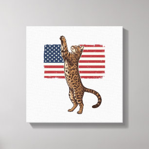 Patriotische Katze Amerikanische Flagge Vintage Ve Leinwanddruck