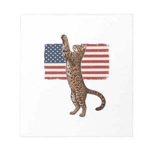 Patriotische Katze Amerikanische Flagge Vintage Ve Notizblock