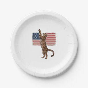 Patriotische Katze Amerikanische Flagge Vintage Ve Pappteller