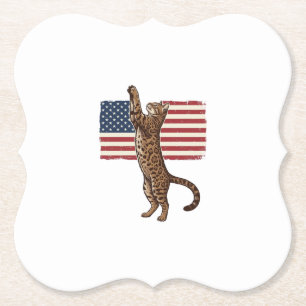 Patriotische Katze Amerikanische Flagge Vintage Ve Untersetzer