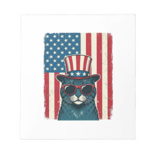 Patriotische Katze Flagge Vintage Gravur Shirt Des Notizblock