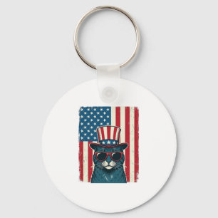Patriotische Katze Flagge Vintage Gravur Shirt Des Schlüsselanhänger
