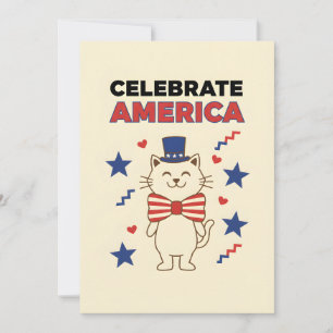Patriotische Katze Glücklicher Vierter USA Unabhän Feiertagskarte