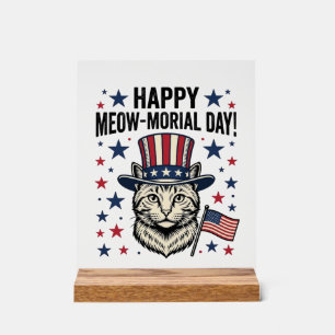 Patriotische Katze Meow-Morial Day Vintage Vektor Acrylschild