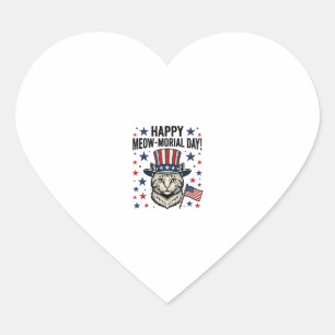 Patriotische Katze Meow-Morial Day Vintage Vektor Herz-Aufkleber