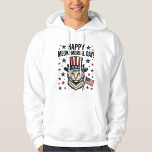 Patriotische Katze Meow-Morial Day Vintage Vektor Hoodie