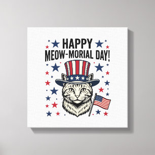 Patriotische Katze Meow-Morial Tag Vintage Vektor Leinwanddruck