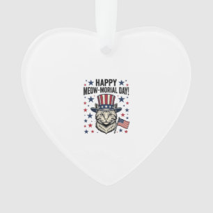 Patriotische Katze Meow-Morial Tag Vintage Vektor  Ornament