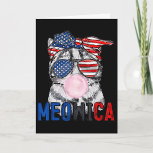 Patriotische Katze Meowica Bubble-Gum 4. Juli Lust Karte