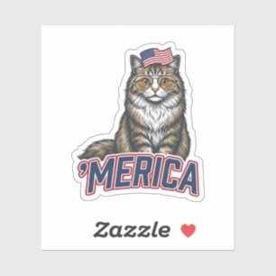 Patriotische Katze Merica Vintage Gravur Shirt Des Aufkleber