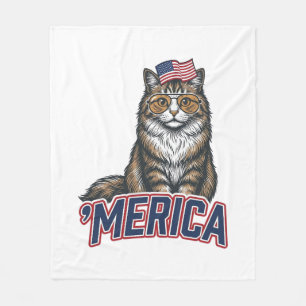 Patriotische Katze Merica Vintage Gravur Shirt Des Fleecedecke