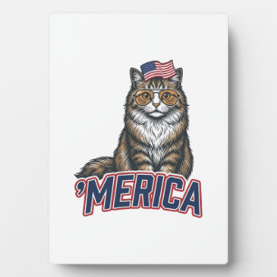 Patriotische Katze Merica Vintage Gravur Shirt Des Fotoplatte